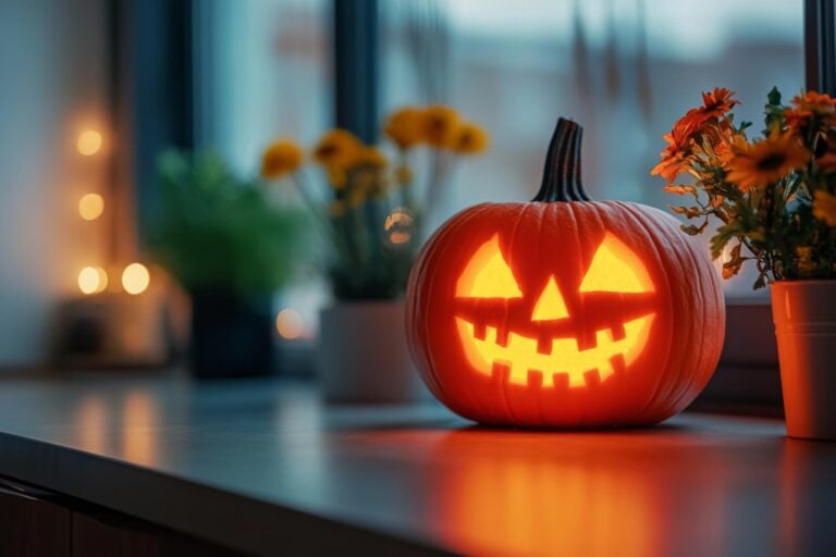 Glowing Halloween Pumpkin Decoration Brightening a Memory Care Community