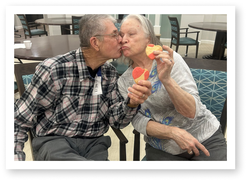 Elderly Couple Sharing a Loving Moment During a Holiday Celebration in Respite Care