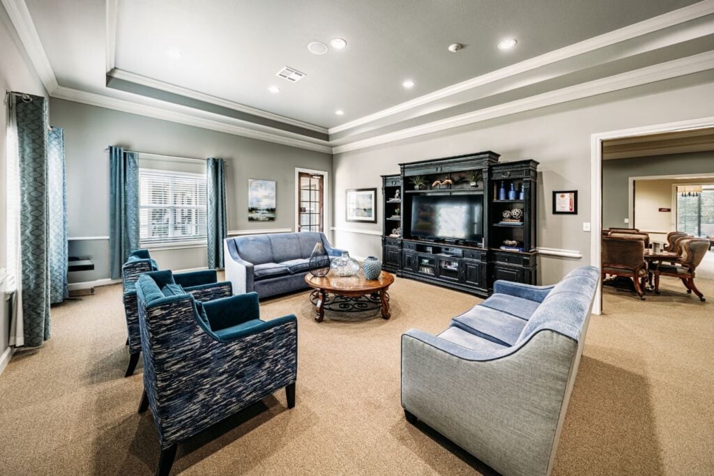 Comfortable Community TV Lounge for Resident Relaxation at an Independent Living Community