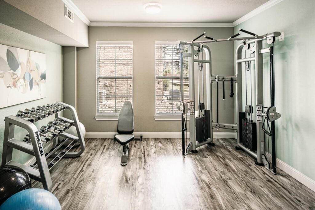 Fully Equipped Fitness Center Supporting Elderly Resident Wellness in Memory Care