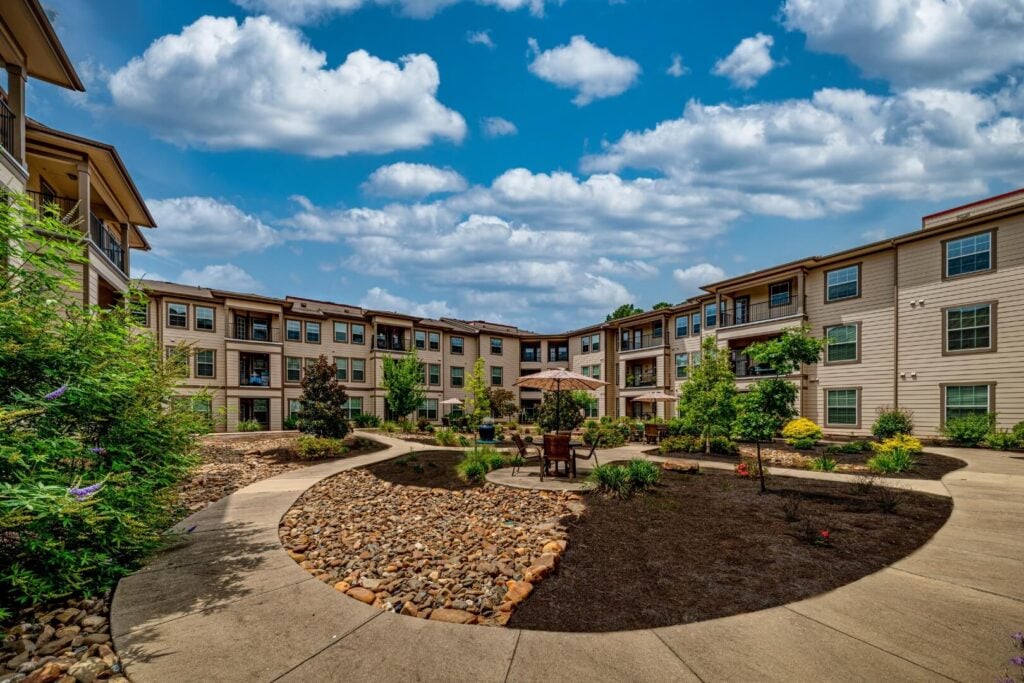 Beautifully Landscaped Courtyard and Walking Paths at an Independent Living Community