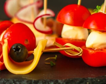 Fresh and Colorful Appetizer Bites Served to Residents at an Independent Living Community Fresh and Colorful Appetizer Bites Served to Residents at an Independent Living Community