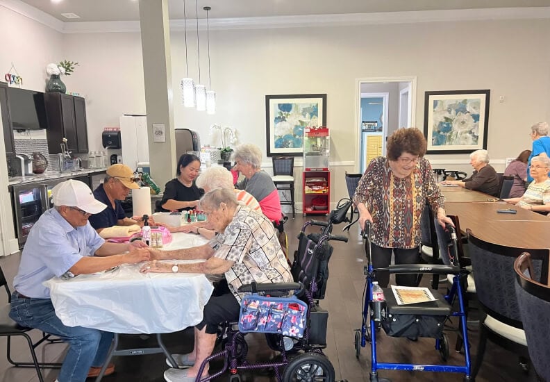 Elderly Residents Enjoying Nail Care and Wellness Services During Respite Care Elderly Residents Enjoying Nail Care and Wellness Services During Respite Care